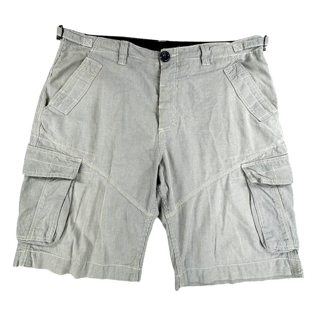 Next Cargo Shorts Men's 38" Blue/White Striped Cotton